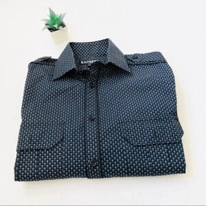 Express men fitted shirt blue black size s…